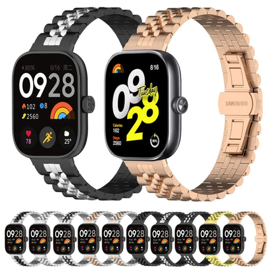 For Xiaomi Mi Band 8 Pro / Smart Band 9 Pro Five-bead Butterfly Buckle Metal Watch Band(Black) by bashfashion