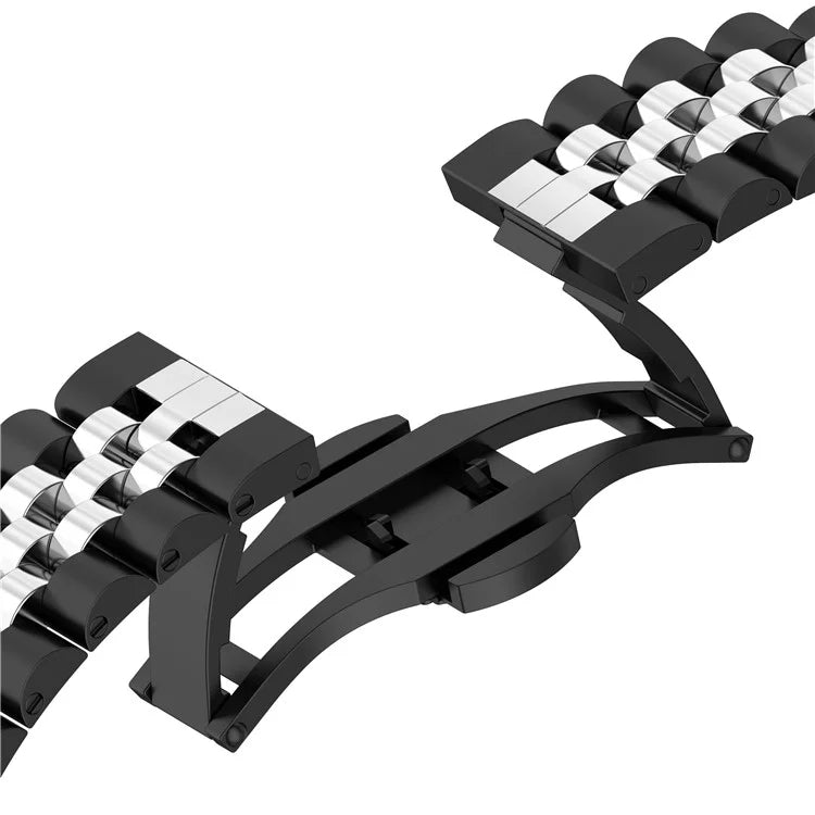 For Xiaomi Redmi Watch 4 Five-bead Butterfly Buckle Metal Watch Band(Silver Black B) by bashfashion