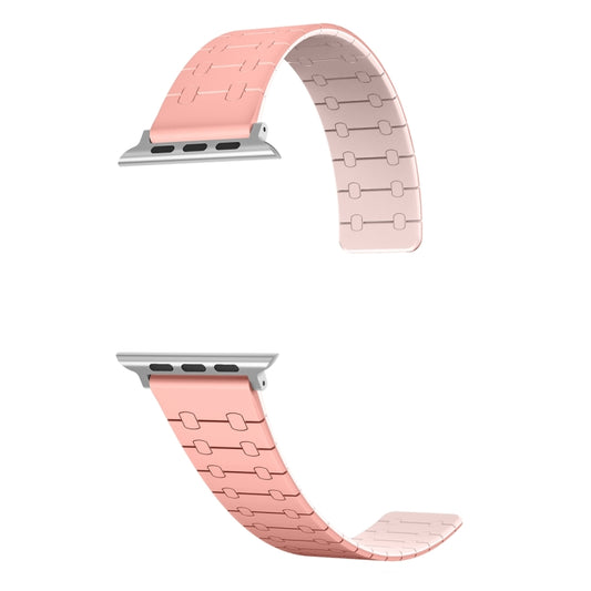 For Apple Watch Series 7 41mm Two Color Loop Magnetic Silicone Watch Band(Peach+Light Pink) by bashfashion