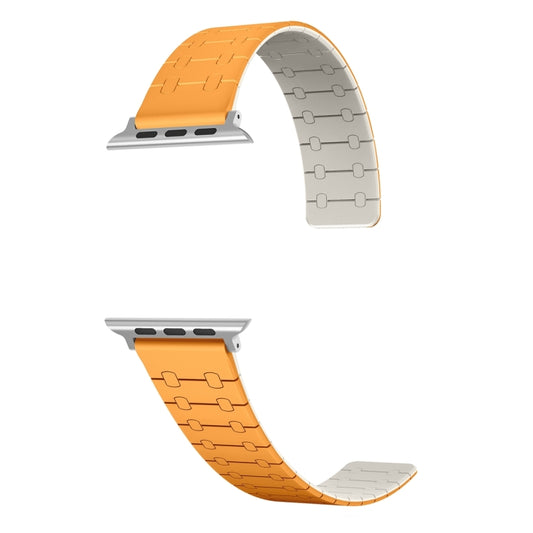 For Apple Watch Series 4 44mm Two Color Loop Magnetic Silicone Watch Band(Orange+Starlight) by bashfashion