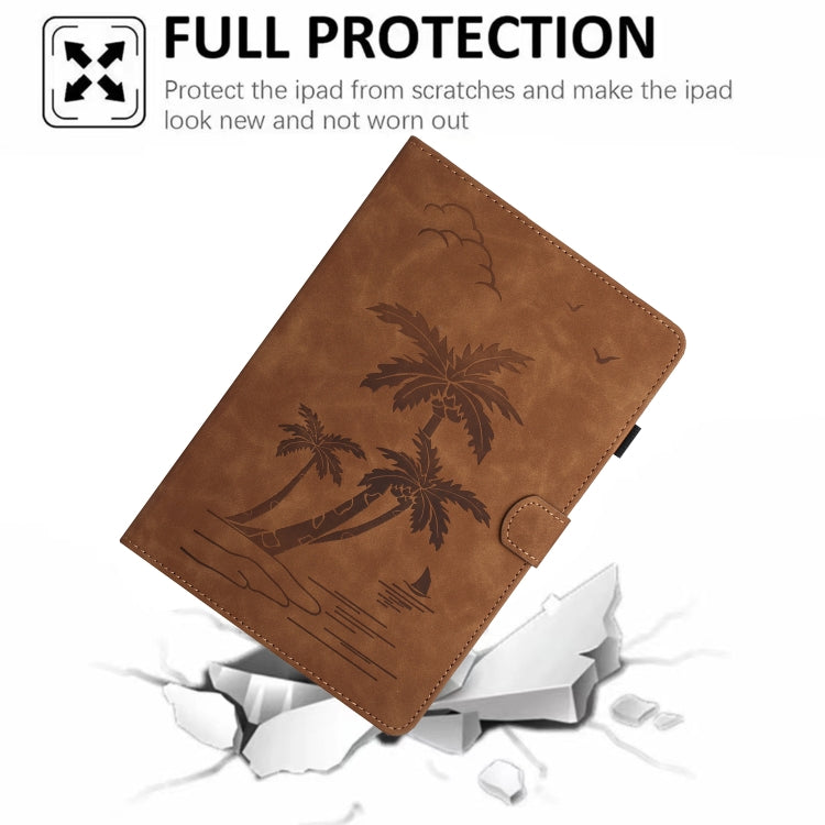 For Samsung Galaxy Tab A 10.1 T580/T585 Coconut Tree Embossed Smart Leather Tablet Case(Brown) by bashfashion
