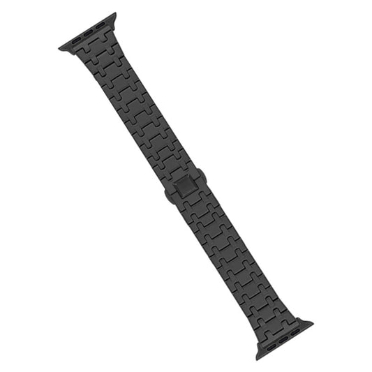 For Apple Watch Ultra 49mm Double T Stainless Steel Watch Band(Black) by bashfashion