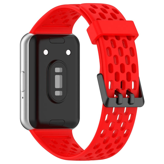 For Samsung Galaxy Fit 3 Hole Style Dual Buckle Silicone Watch Band(Red) by bashfashion