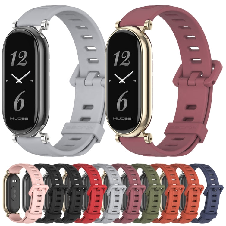 For Xiaomi Smart Band 10 / 9 / 8 Mijobs GT4 Flat Hole Silicone Watch Band(Midnight Blue Silver) by MIJOBS