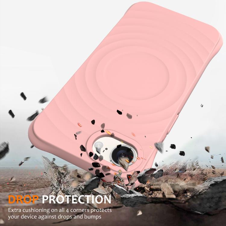 For iPhone 16e Wave Texture MagSafe Magnetic Liquid Silicone Phone Case(Pink) by bashfashion