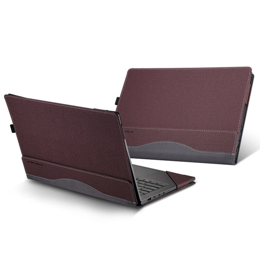 For HP Pavilion X360 Laptop 14-dw / 14m-dw Leather Laptop Shockproof Protective Case(Wine Red) by bashfashion