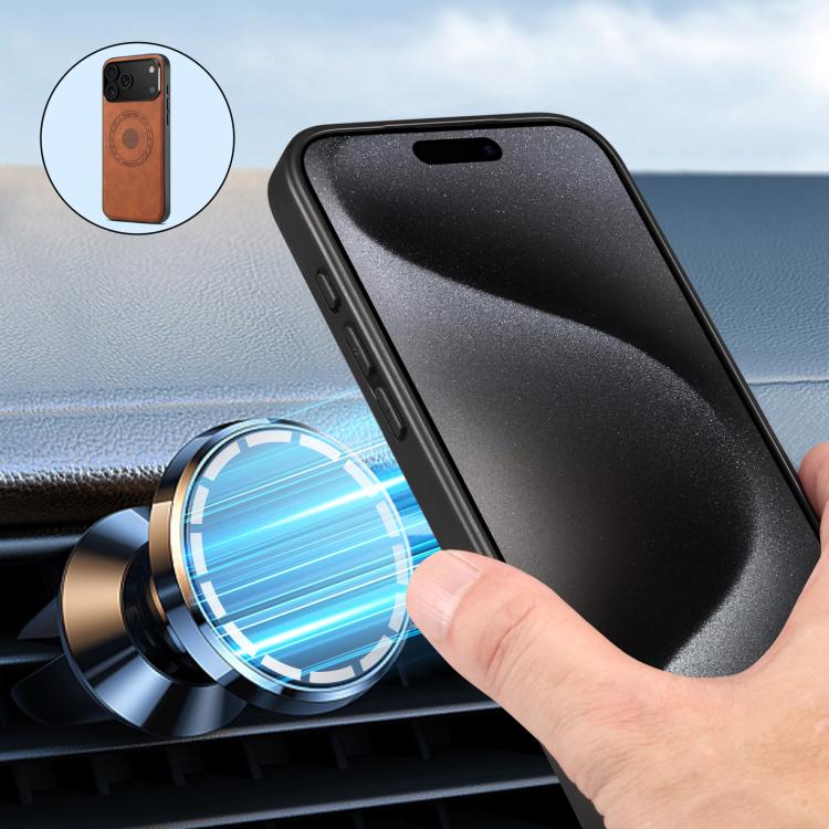 For iPhone 17 Pro Max Denior D13 Retro Texture Leather MagSafe Card Bag Phone Case(Brown) by Denior