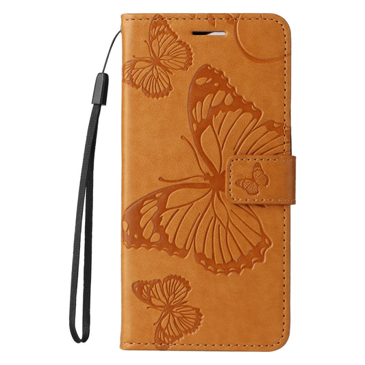 For iPhone 16e 3D Butterfly Embossed Pattern Flip Leather Phone Case(Yellow) by bashfashion