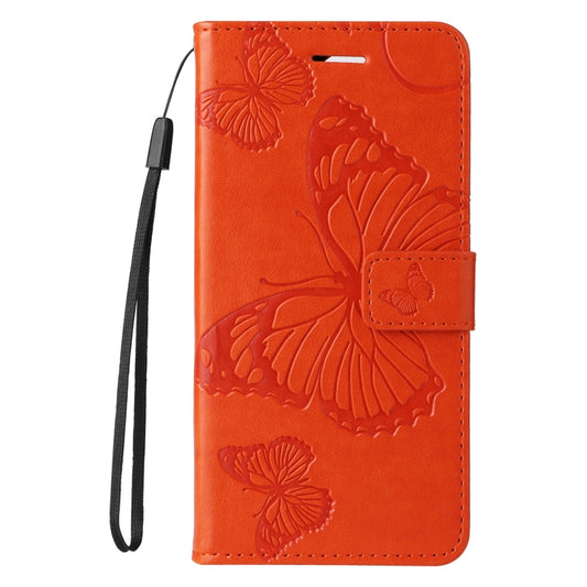 For iPhone 16e 3D Butterfly Embossed Pattern Flip Leather Phone Case(Orange) by bashfashion