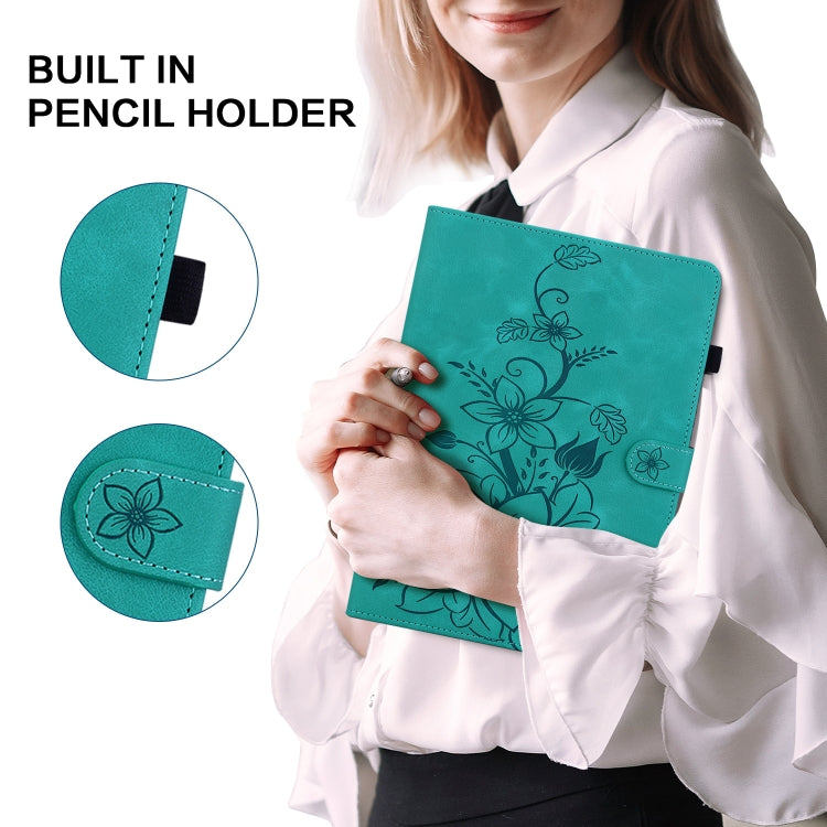 For Samsung Galaxy Tab A 9.7 T550 T555 Lily Embossed Leather Tablet Case(Green) by bashfashion