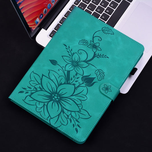 For Samsung Galaxy Tab S2 9.7 T810 T815 Lily Embossed Leather Tablet Case(Green) by bashfashion