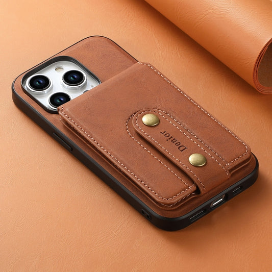 For iPhone 15 Denior D14 NK Retro Pattern MagSafe Magnetic Card Holder Leather Phone Case(Brown) by Denior