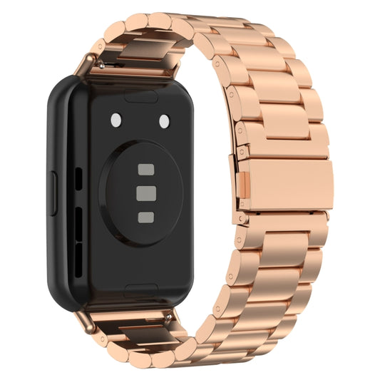 For Huawei Watch Fit 3 Three Bead Stainless Steel Metal Watch Band(Rose Gold) by bashfashion