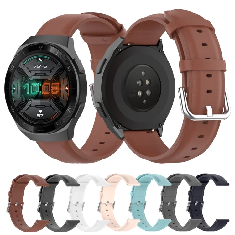 For Huawei Watch GT 2e 22mm Leather Watch Band with Round Tail Buckle(Light Blue) by bashfashion