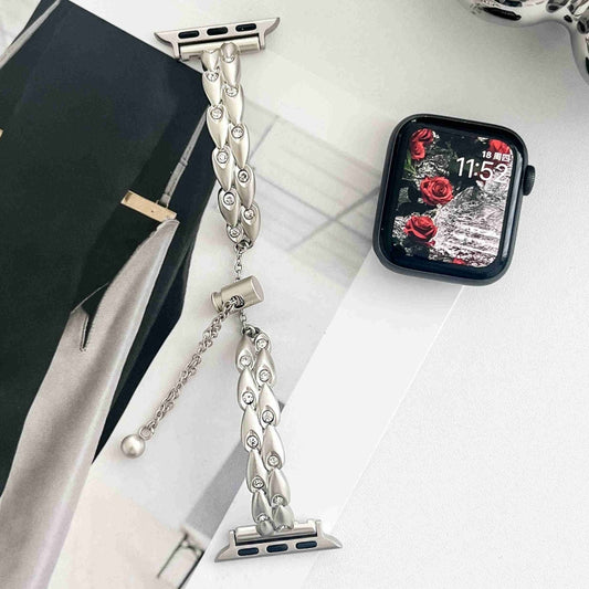 For Apple Watch Ultra 49mm Rhinestone Peacock Metal Bracelet Watch Band(Starlight) by bashfashion