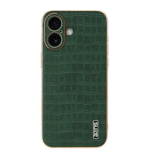 For iPhone 17 AZNS Electroplated Frame Crocodile Texture Full Coverage Phone Case(Green) by AZNS