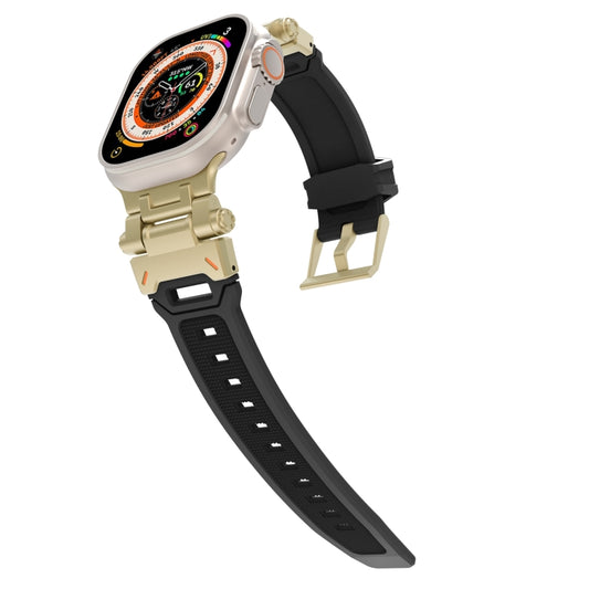 For Apple Watch Series 7 45mm Stainless Steel Connector TPU Watch Band(Gold Black) by bashfashion