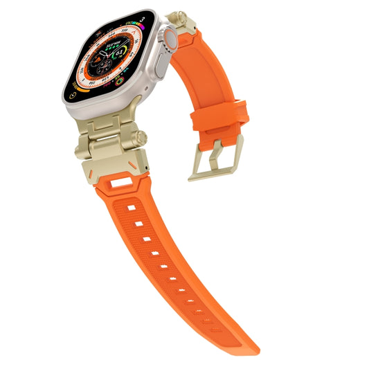 For Apple Watch Series 7 45mm Stainless Steel Connector TPU Watch Band(Gold Orange) by bashfashion