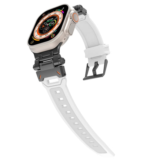 For Apple Watch Series 4 44mm Stainless Steel Connector TPU Watch Band(Black White) by bashfashion