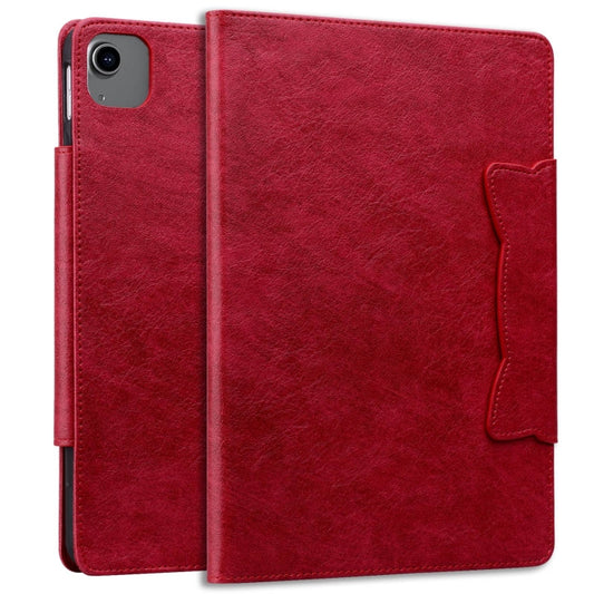 For iPad Air 13 2025 / 2024 Cat Buckle Leather Smart Tablet Case(Red) by bashfashion