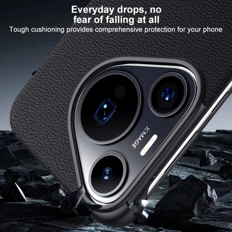 For Huawei Pura 70 SULADA Frameless Top Layer Cowhide Leather + PC Phone Case(Black) by SULADA