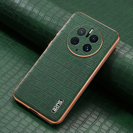 For Huawei Mate 50 Pro AZNS Electroplated Frame Crocodile Texture Full Coverage Phone Case(Green) by AZNS