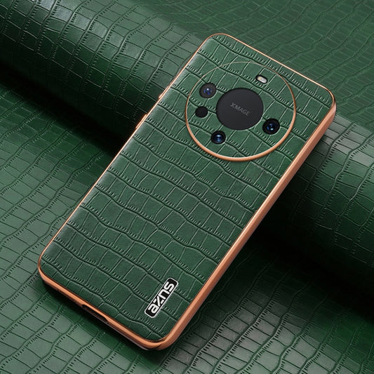 For Huawei Mate 60 / 60 Pro+ AZNS Electroplated Frame Crocodile Texture Full Coverage Phone Case(Green) by AZNS