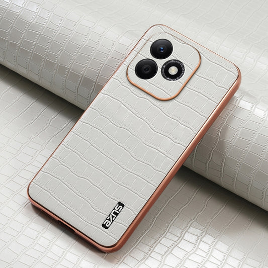 For Honor X60i AZNS Electroplated Frame Crocodile Texture Full Coverage Phone Case(White) by AZNS