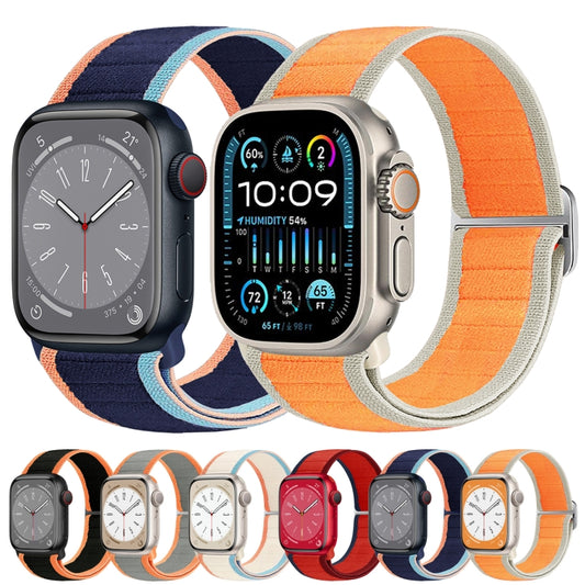 For Apple Watch Ultra 49mm Nylon Elastic Buckle Watch Band(Black Orange) by bashfashion