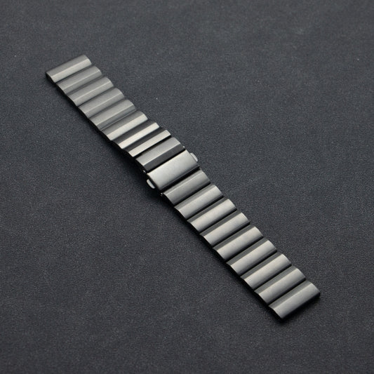 22mm Three Plants Flat Buckle Titanium Alloy Watch Band(Black) by bashfashion