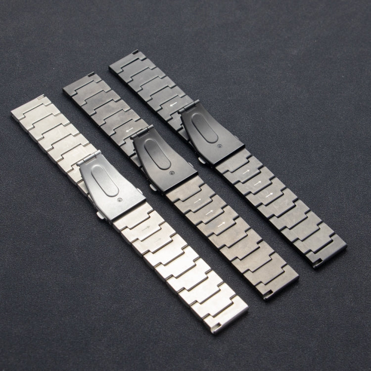 22mm Three Plants Flat Buckle Titanium Alloy Watch Band(Black) by bashfashion