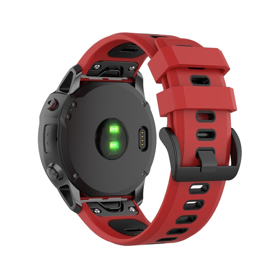 For Garmin Fenix 6X Two-color Silicone Watch Band(Red Black) by bashfashion