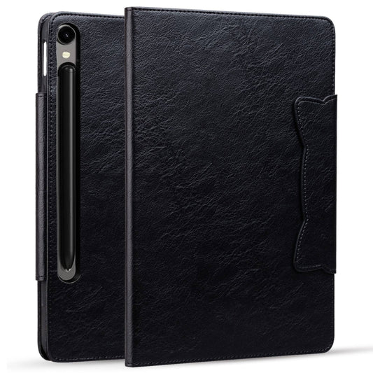 For Samsung Galaxy Tab S9+ / S8+ / S7+ Cat Buckle Leather Smart Tablet Case(Black) by bashfashion