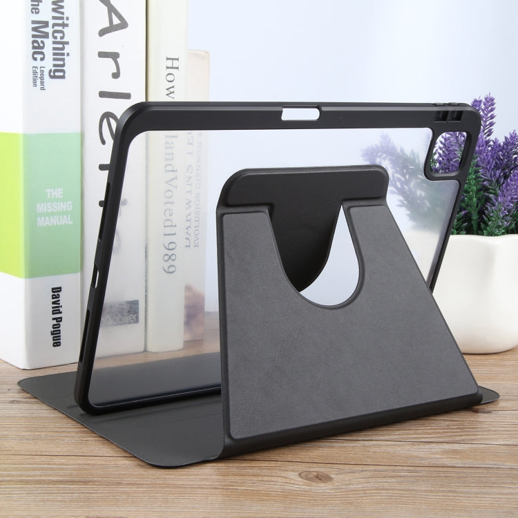 For iPad Air 13 2025 / 2024 GEBEI Acrylic TPU 3-folding Rotating Smart Tablet Leather Case withh Pen Slot(Black) by GEBEI
