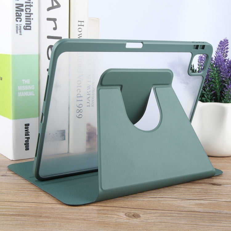 For iPad Pro 13 2025 / 2024 GEBEI Acrylic TPU 3-folding Rotating Smart Tablet Leather Case withh Pen Slot(Dark Green) by GEBEI