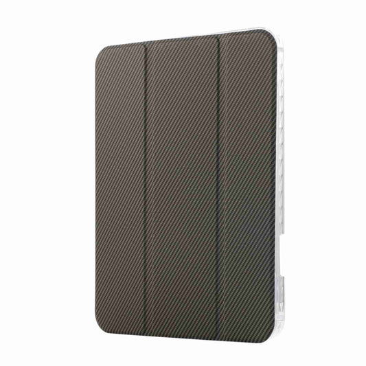 For iPad 2025 / 2022 Carbon Fiber Clear Acrylic 3-Fold Leather Tablet Case(Grey) by bashfashion