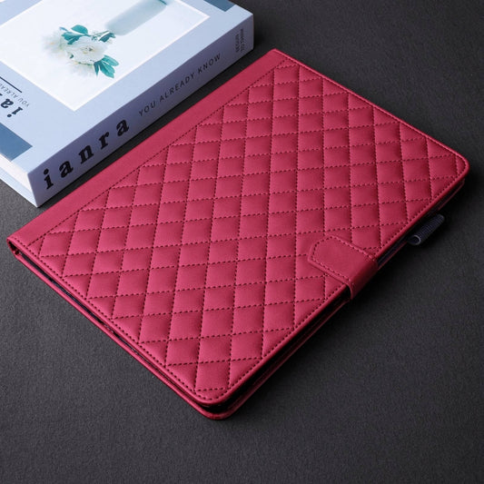 For Samsung Galaxy Tab A8 10.5 Rhombus Lattice Leather Smart Tablet Case(Red) by bashfashion
