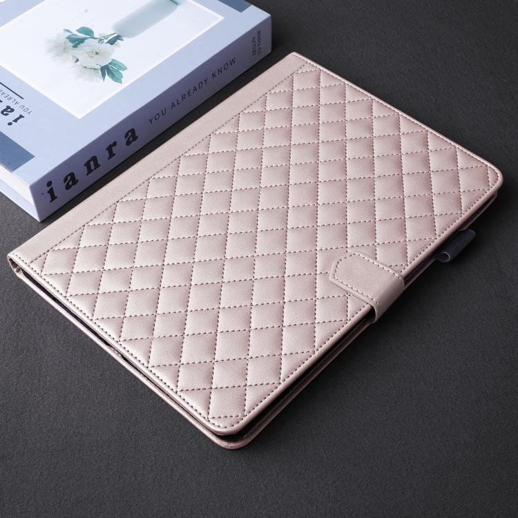 For Samsung Galaxy Tab S10 FE+ Rhombus Lattice Leather Tablet Case(Rose Gold) by bashfashion