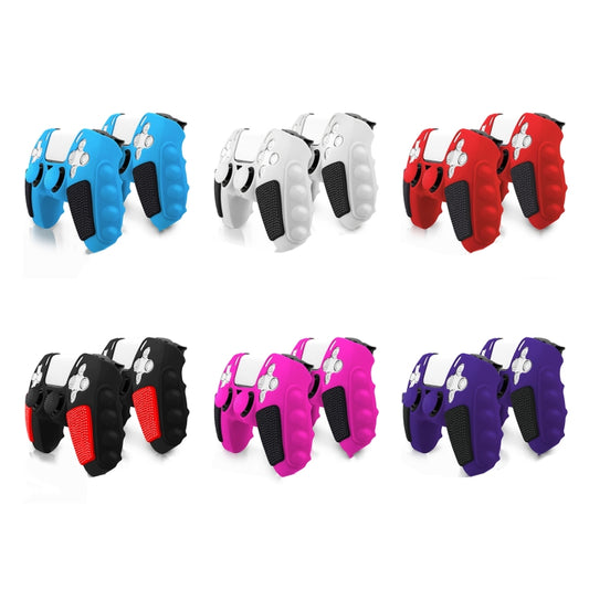 For Sony PS5 Splicing Color Silicone Gamepad Protective Case with Rocker Caps(Black White) by bashfashion