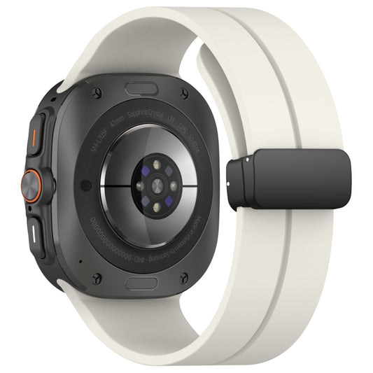 For Samsung Galaxy Watch Ultra 47mm / Ultra 2025 Magnetic Folding Buckle Silicone Watch Band(Creamy White) by bashfashion