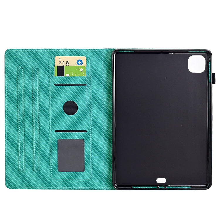For iPad Air 10.9 2022 / 2020 Solid Color Fiber Texture Smart Tablet Leather Case(Lake Green) by bashfashion