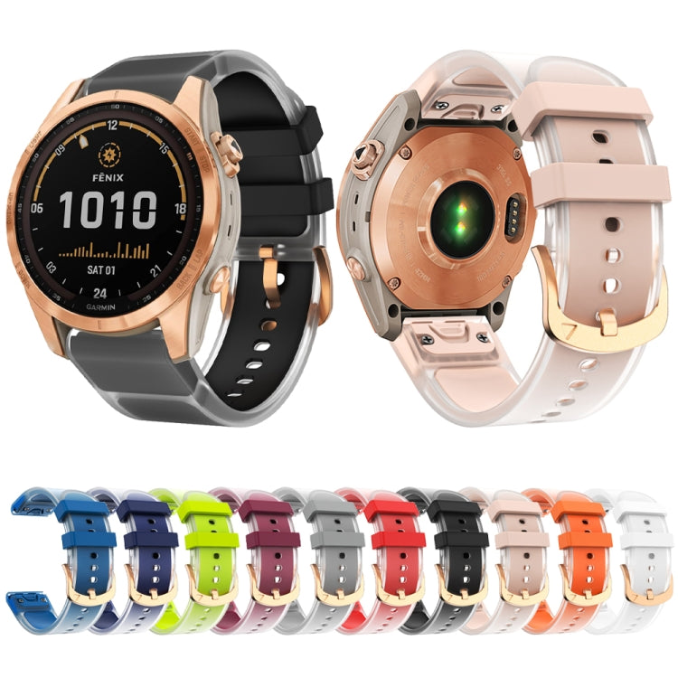 For Garmin Fenix 7S Glacier Clear Two Color Silicone Watch Band(White) by bashfashion