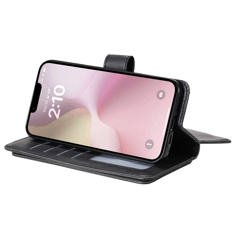 For iPhone 16e Multi-Function Wallet 10 Card Slots Leather Phone Case(Black) by bashfashion