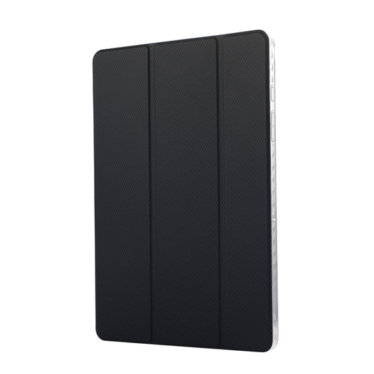 For Samsung Galaxy Tab A9+ Carbon Fiber Clear Acrylic 3-Fold Leather Tablet Case(Black) by bashfashion