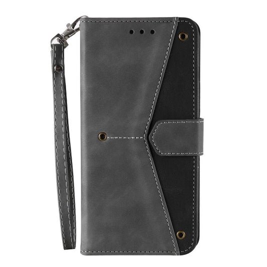For iPhone 16e Nail Skin Feel Stitching Calf Texture Leather Phone Case(Grey) by bashfashion