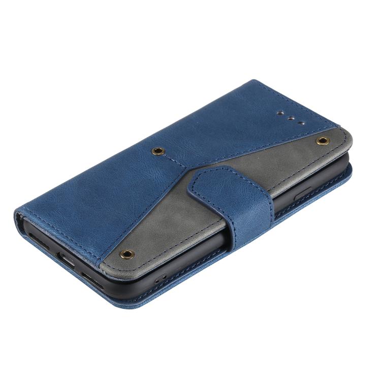 For iPhone 16e Nail Skin Feel Stitching Calf Texture Leather Phone Case(Blue) by bashfashion