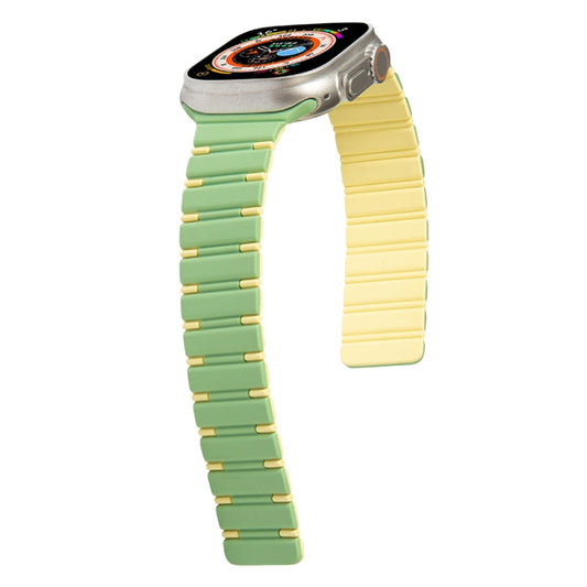 For Apple Watch Ultra 49mm Two-color Magnetic Silicone Watch Band(Mint Light Yellow) by bashfashion