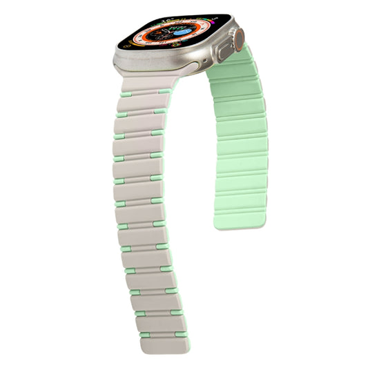For Apple Watch SE 40mm Two-color Magnetic Silicone Watch Band(Starlight Mint) by bashfashion