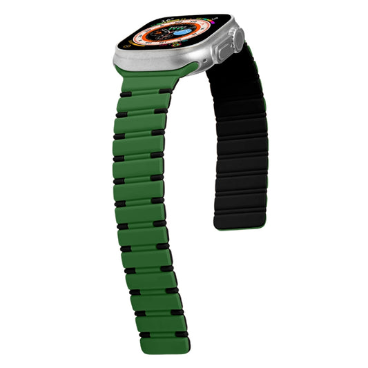 For Apple Watch SE 40mm Two-color Magnetic Silicone Watch Band(Green Black) by bashfashion