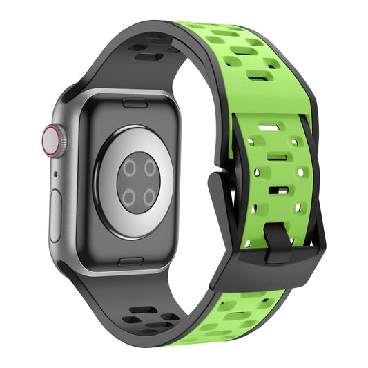 For Apple Watch Ultra 49mm Meteorite Two-color Silicone Watch Band(Black Green) by bashfashion